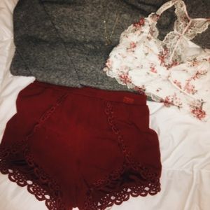 Red shorts with lace trim!